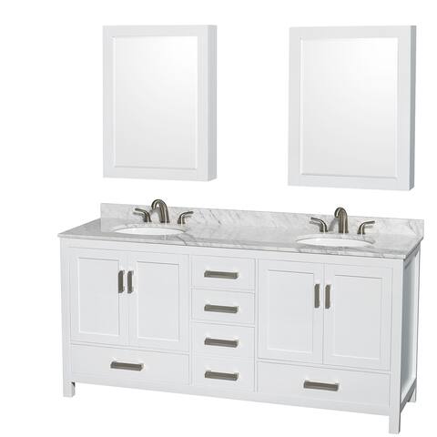 Wyndham Collection Sheffield 72-inch Double White Vanity