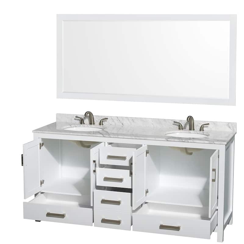 Wyndham Collection Sheffield 72-inch Double White Vanity