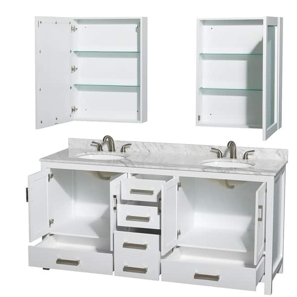 Wyndham Collection Sheffield 72 Inch Double White Vanity Overstock 9158922