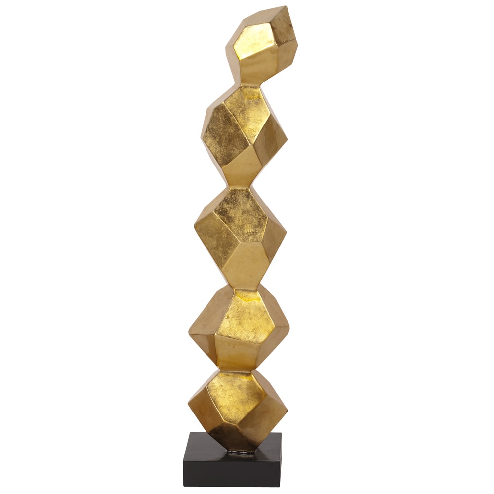 Gold Leaf Geometric Sculpture On Black Base