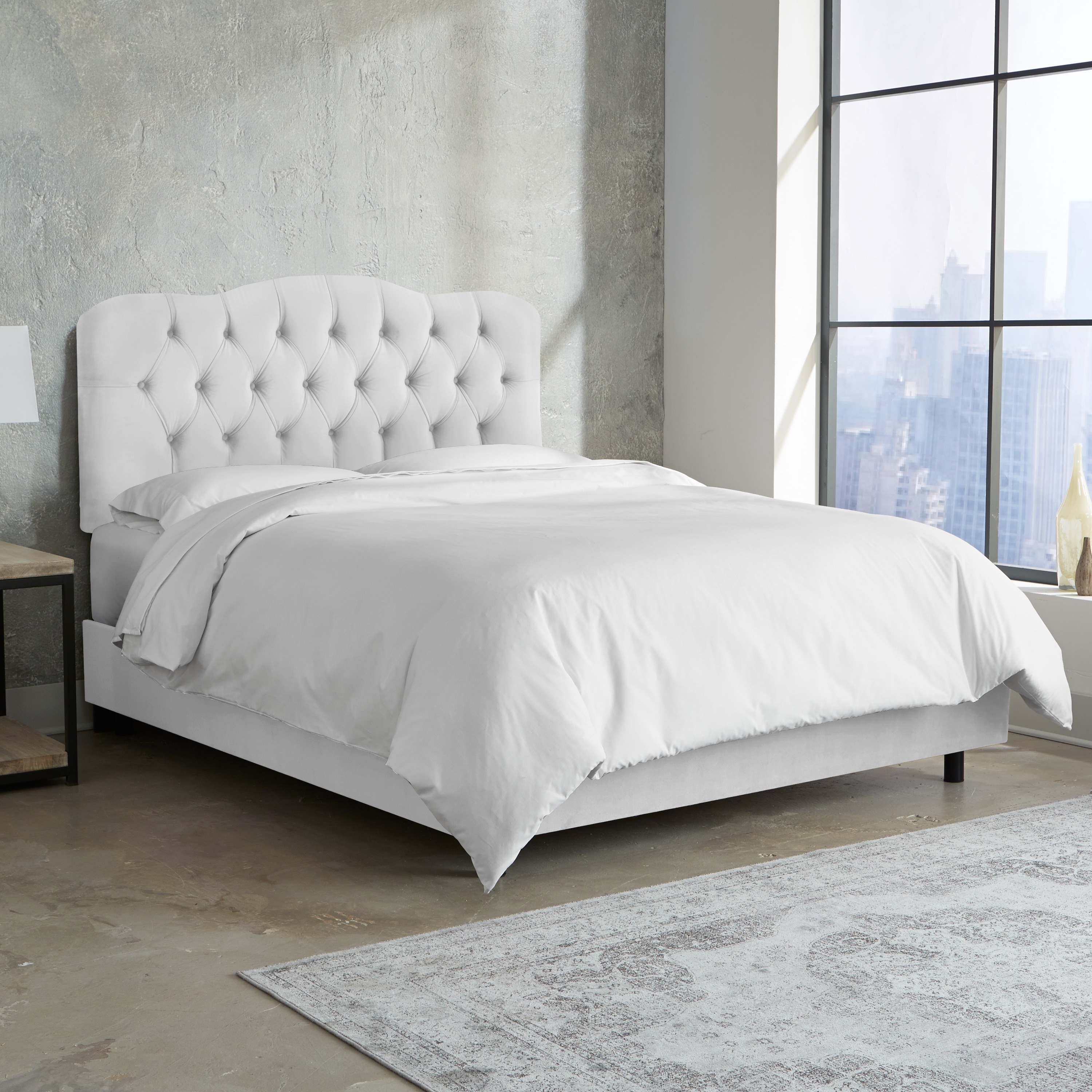 white tufted bedroom set