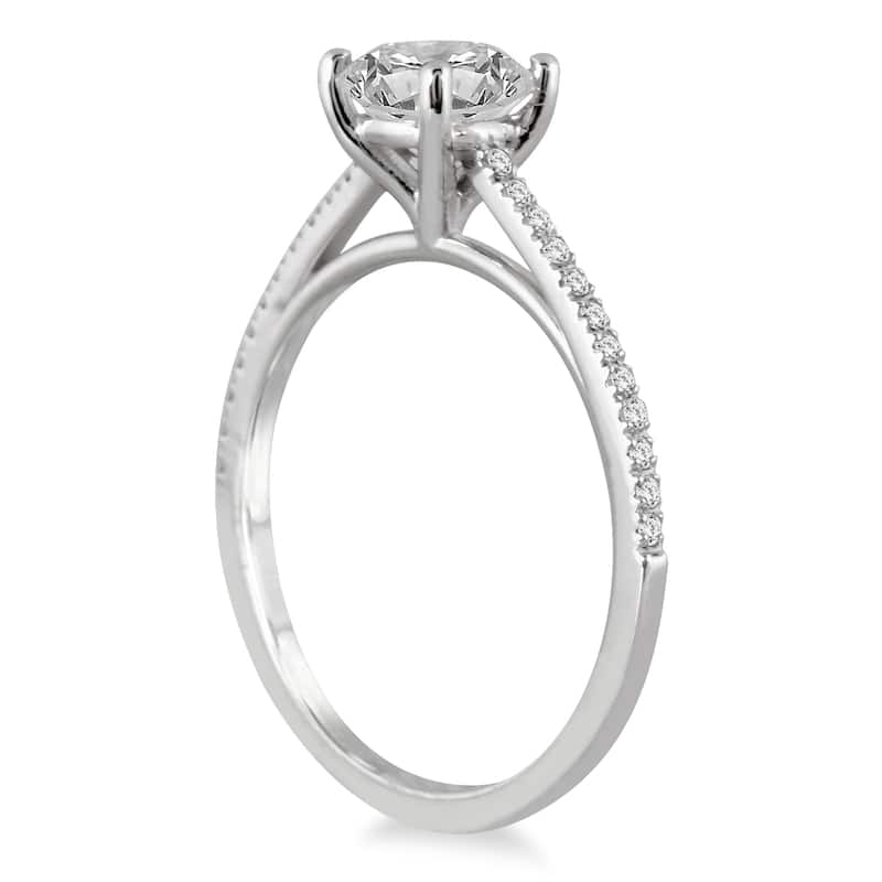 14k White Gold 1 1/6ct TDW White Diamond Cathedral Engagement Ring