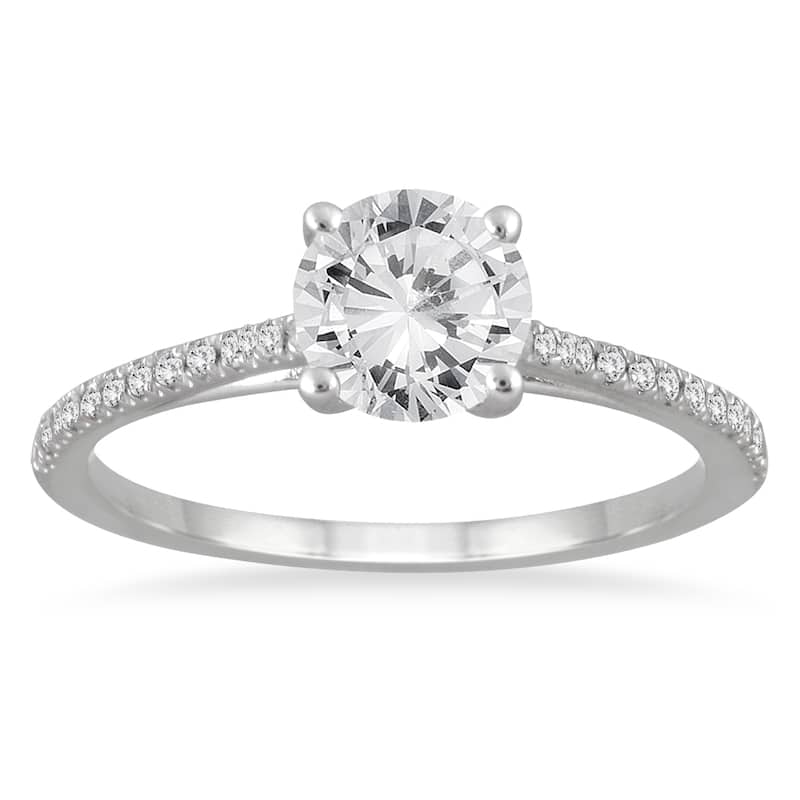 14k White Gold 1 1/6ct TDW White Diamond Cathedral Engagement Ring - 6