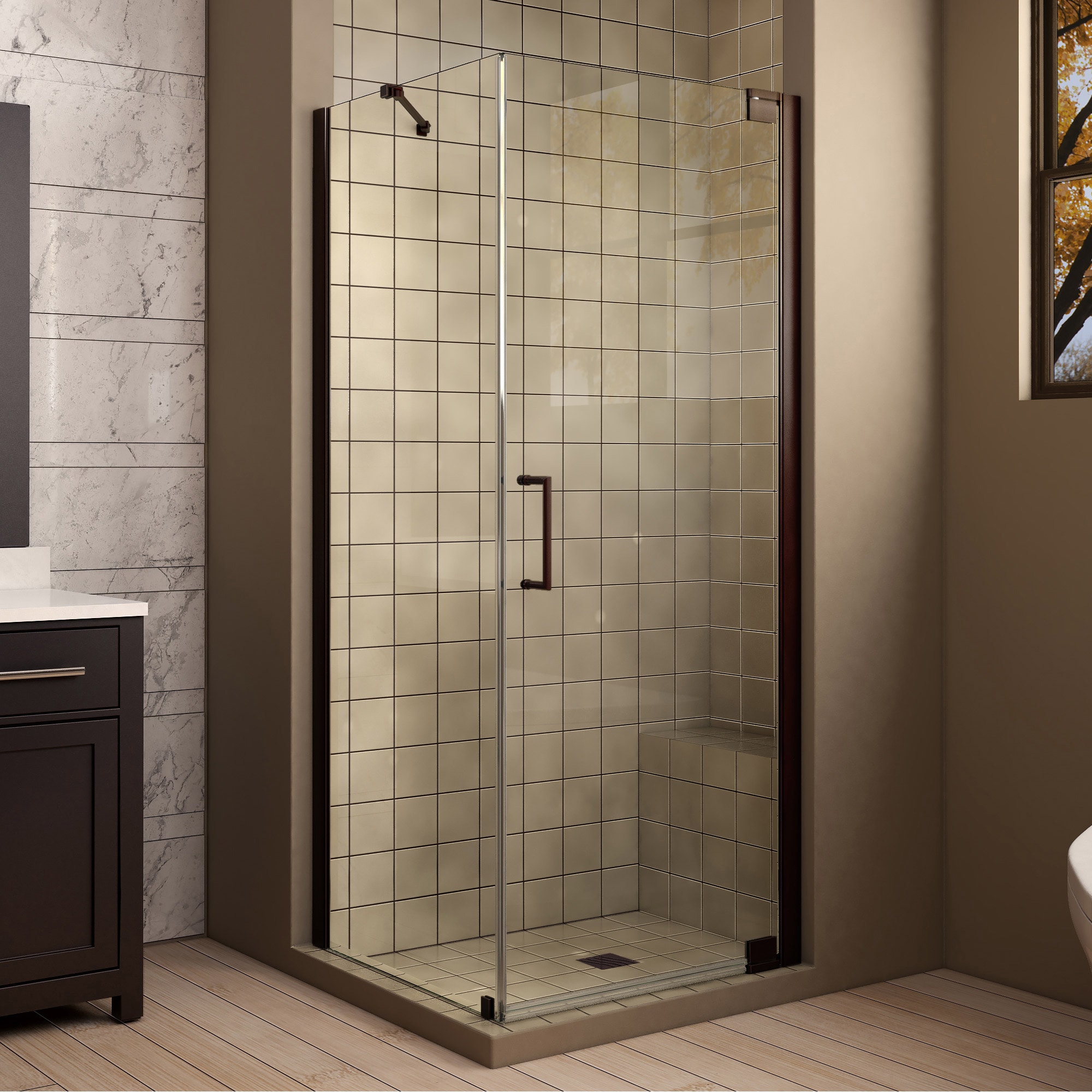 Dreamline Elegance 30 In. D X 30 In. W X 72 In. H Frameless Pivot Shower Enclosure