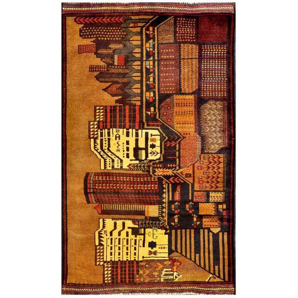 Handmade Herat Oriental Afghan 1960s Semi-antique Tribal Balouchi Wool Rug (Afghanistan) - 2'11 x 4'10