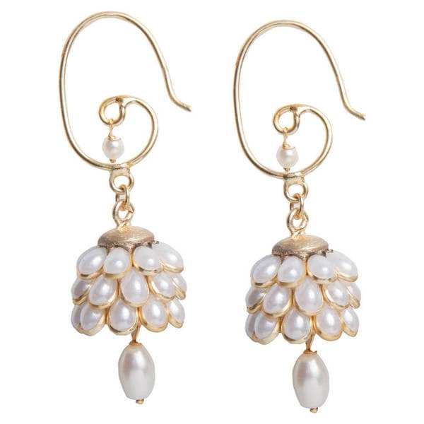 Shop Handmade Sitara White Floral Cluster Drop Earrings (India) - On ...