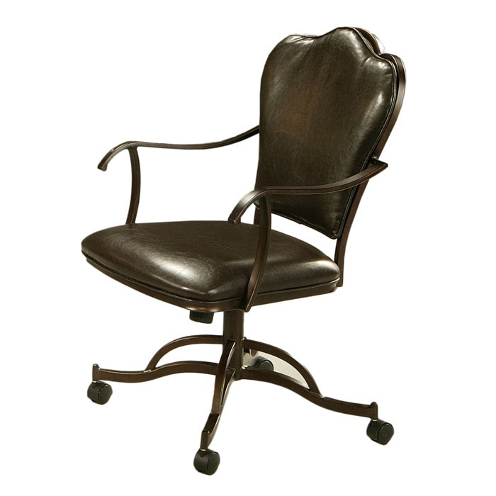 Oxford Stallion Brown Leatherette Caster Chair