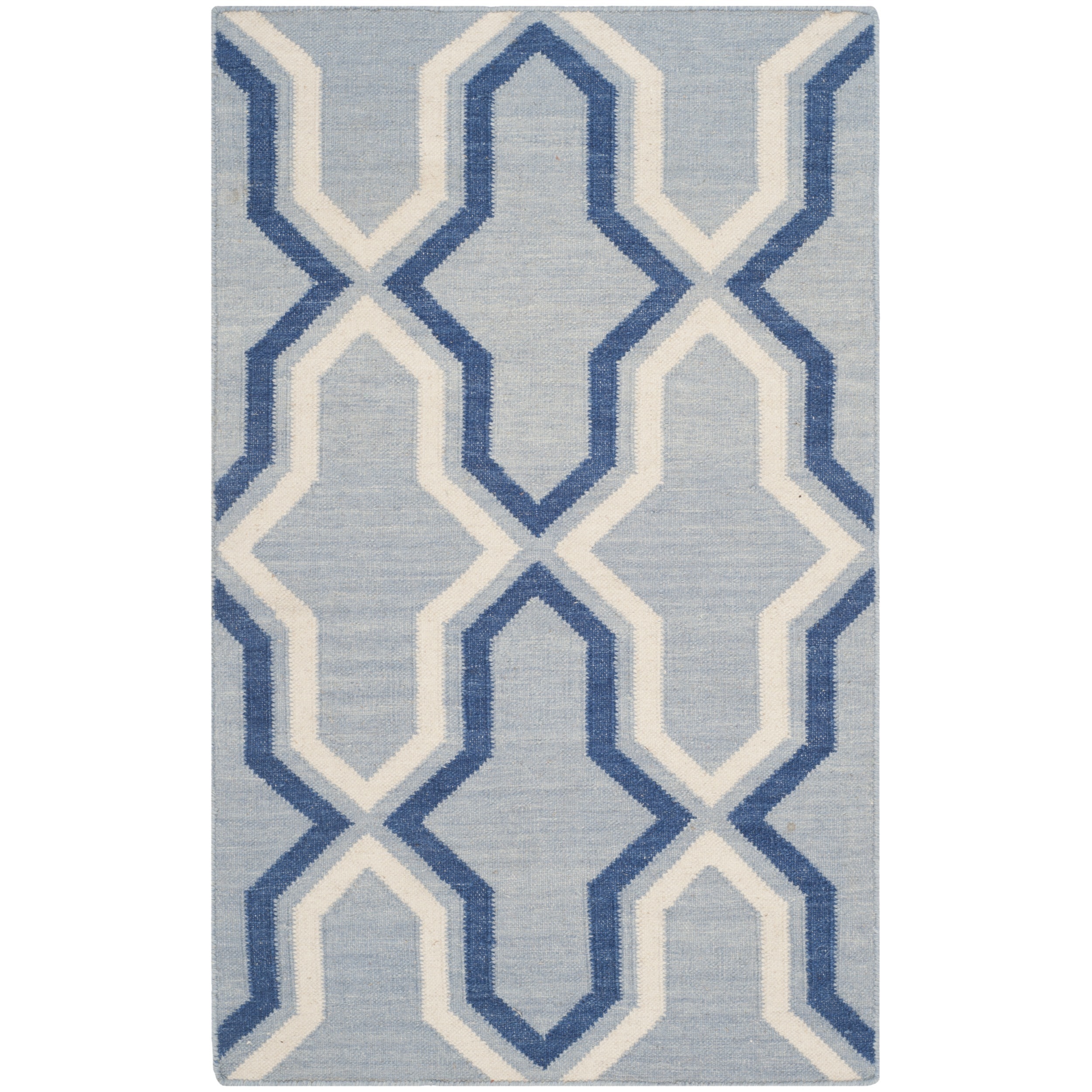 Safavieh Hand woven Dhurries Light Blue/ Dark Blue Wool Rug (26 X 4)