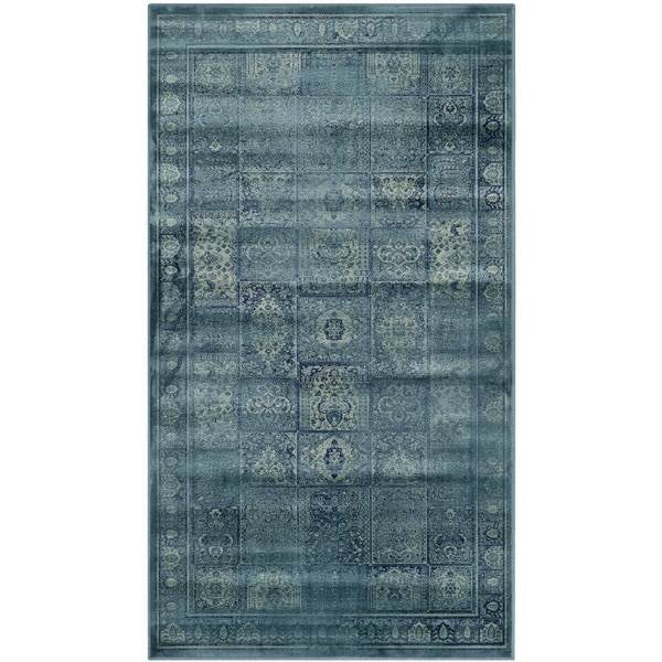 Safavieh Vintage Turquoise/ Multi Distressed Panels Silky Viscose Rug - 2'7 x 4'