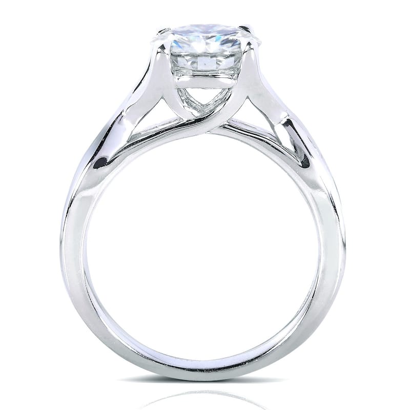 Annello by Kobelli 14k White Gold 1 1/5ct TGW Moissanite and Channel Diamonds Engagement Ring