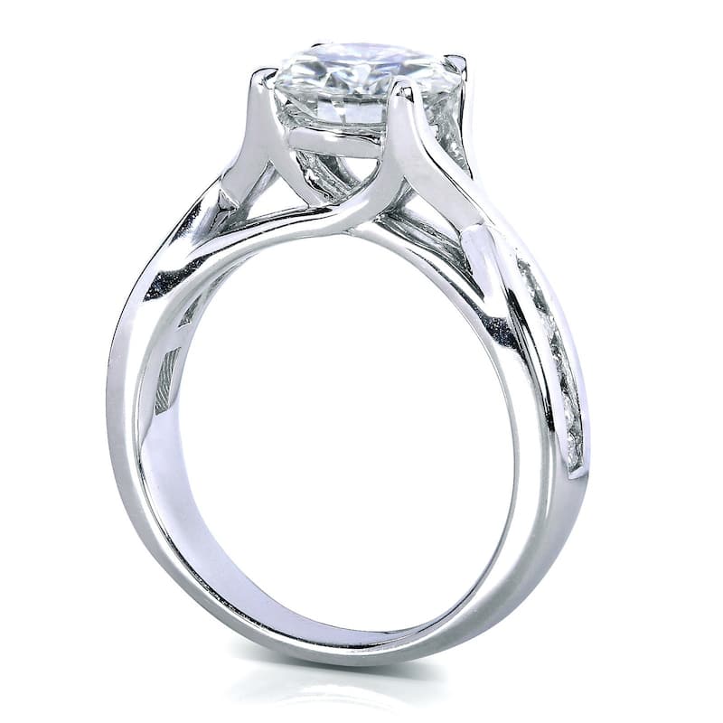 Annello by Kobelli 14k White Gold 1 1/5ct TGW Moissanite and Channel Diamonds Engagement Ring