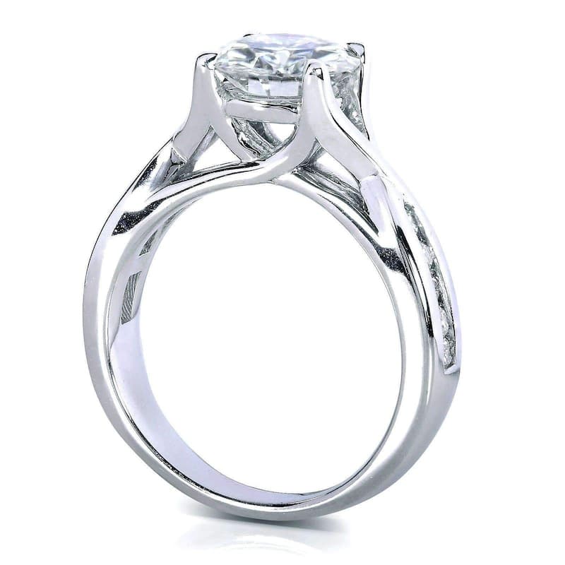 Annello by Kobelli 14k White Gold 1 1/2ct TGW Moissanite and Channel-set Diamond Bridal Rings Set