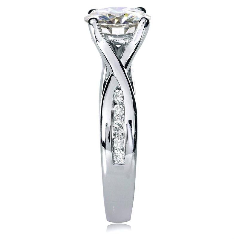 Annello by Kobelli 14k White Gold 1 1/2ct TGW Moissanite and Channel-set Diamond Bridal Rings Set