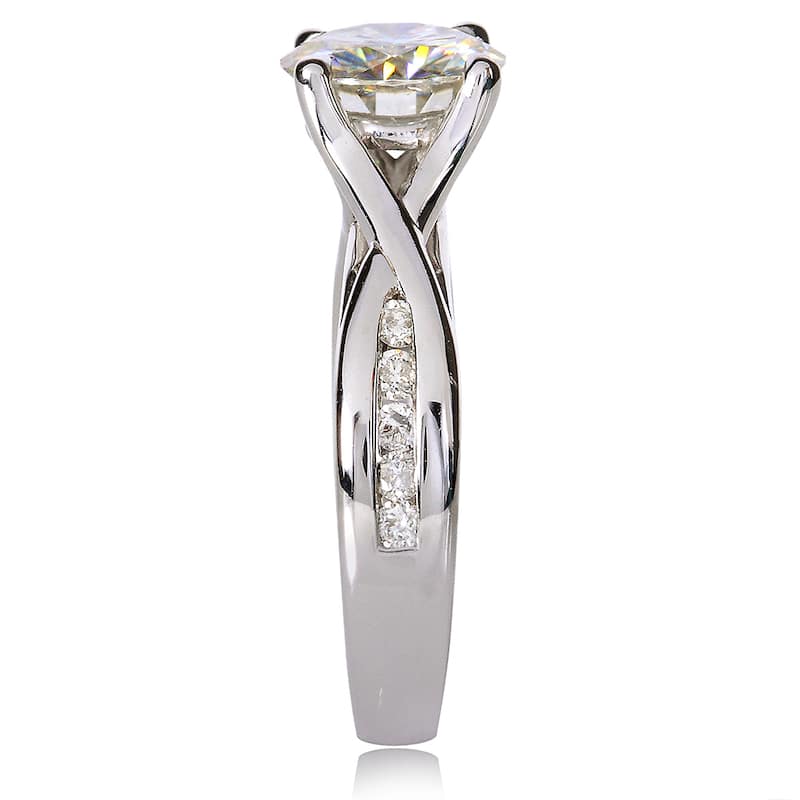 Annello by Kobelli 14k White Gold 1 1/2ct TGW Moissanite and Channel-set Diamond Bridal Rings Set
