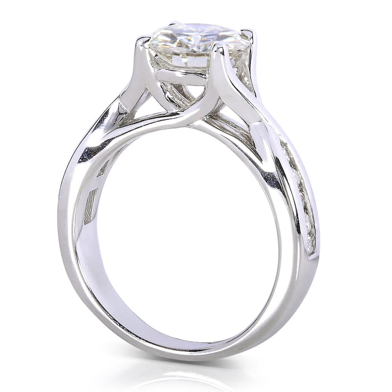 Annello by Kobelli 14k White Gold 1 1/2ct TGW Moissanite and Channel-set Diamond Bridal Rings Set
