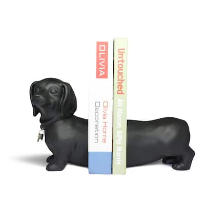 Black Dachshund Dog Bookend Set