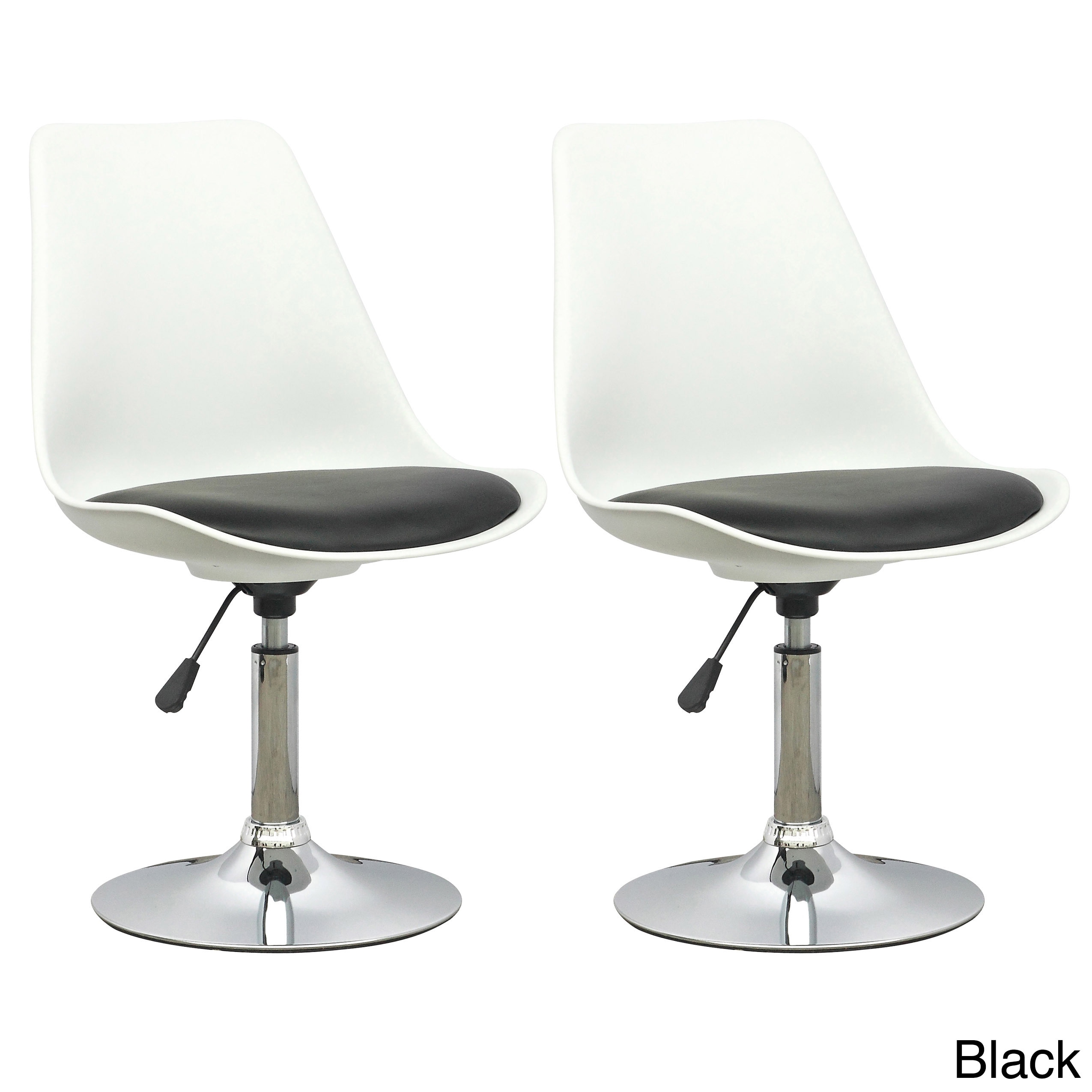 Corliving White Adjustable Chair With Leatherette Seat (set Of 2)