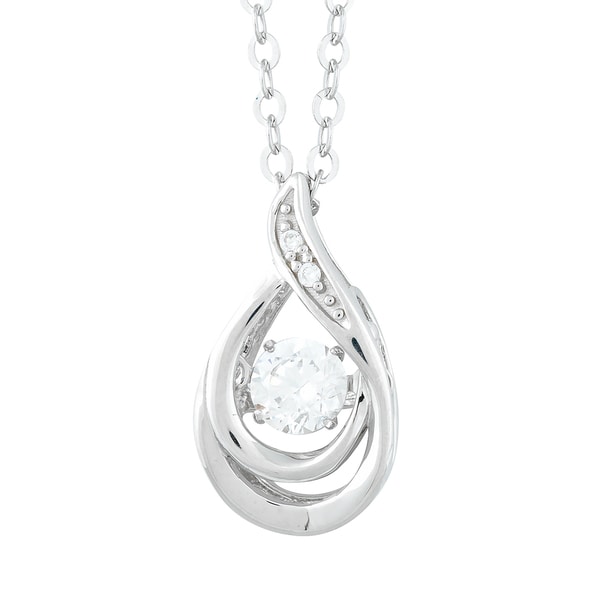 La Preciosa Sterling Silver Dancing Cubic Zirconia Teardrop Twisted