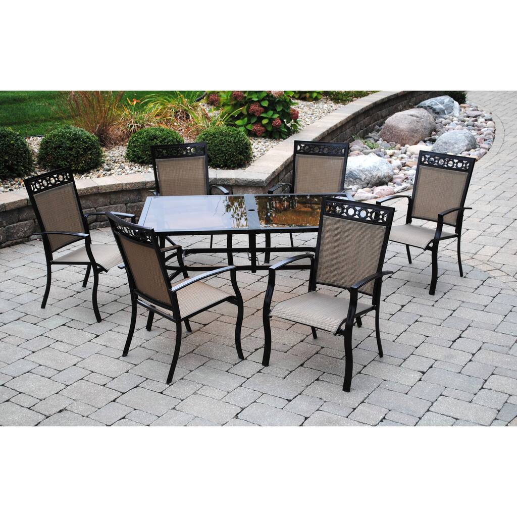 Sun Casual Acadia 7-piece Dining Set with Decorative Header