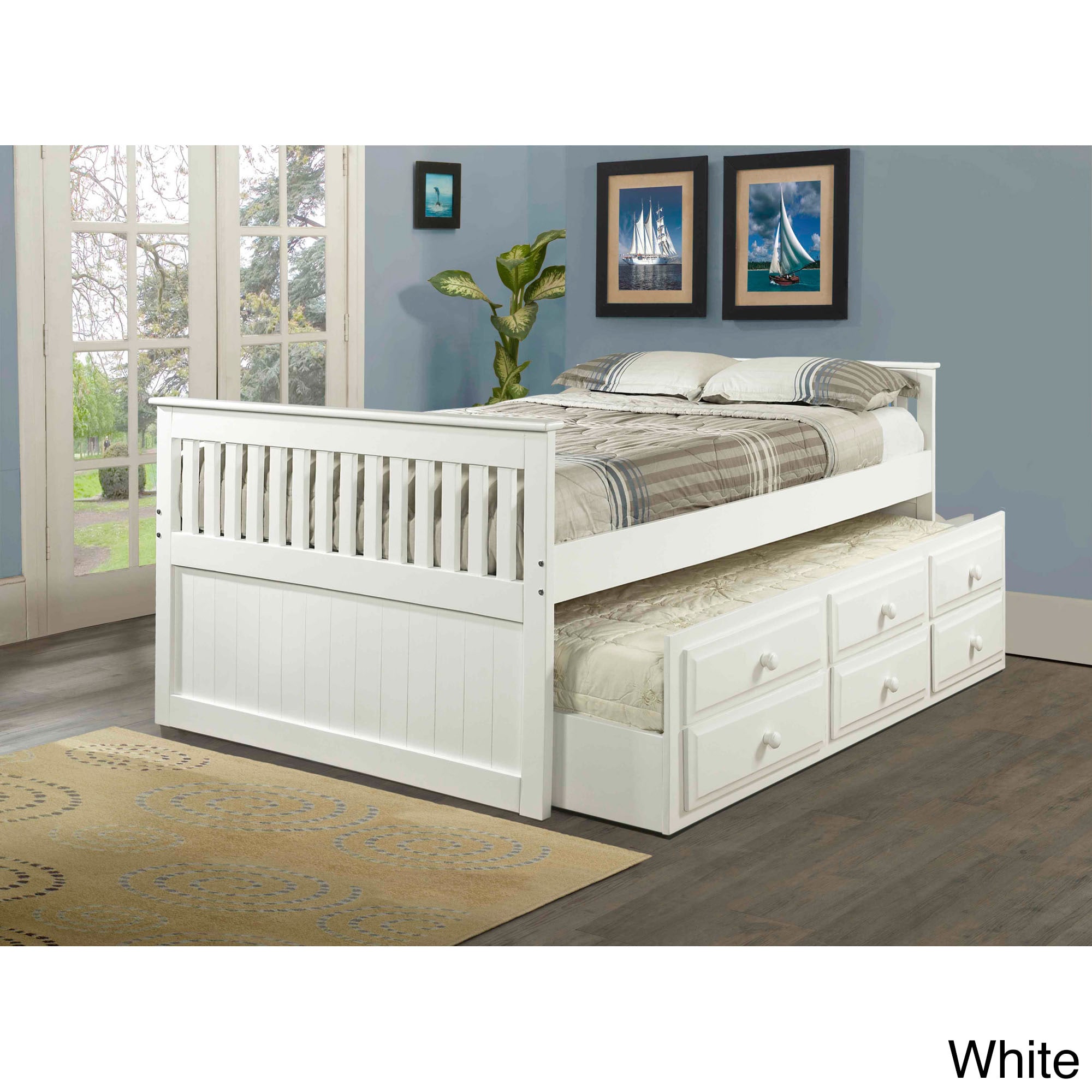 Donco Kids Donco Kids Mission Honey Captains Trundle Full size Bed White Size Full