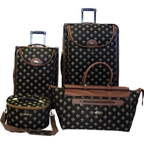 American Flyer Travelware Fleur De Lis 4 piece Luggage Set Black