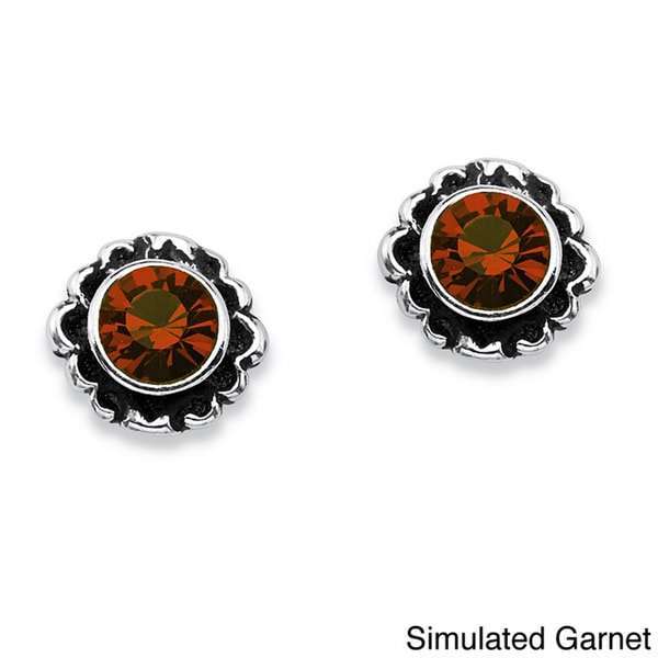 Round Birthstone Stud Earrings In Sterling Silver Color Fun Round Birthstone Stud Earrings In Sterling Silver Color Fun