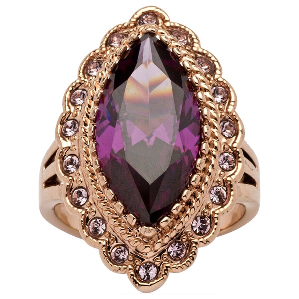 PalmBeach 7.94 TCW Marquise Cut Purple Cubic Zirconia Cocktail Ring in