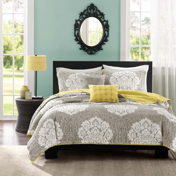 Intelligent Design Ciara Grey 5-piece Damask Coverlet Set