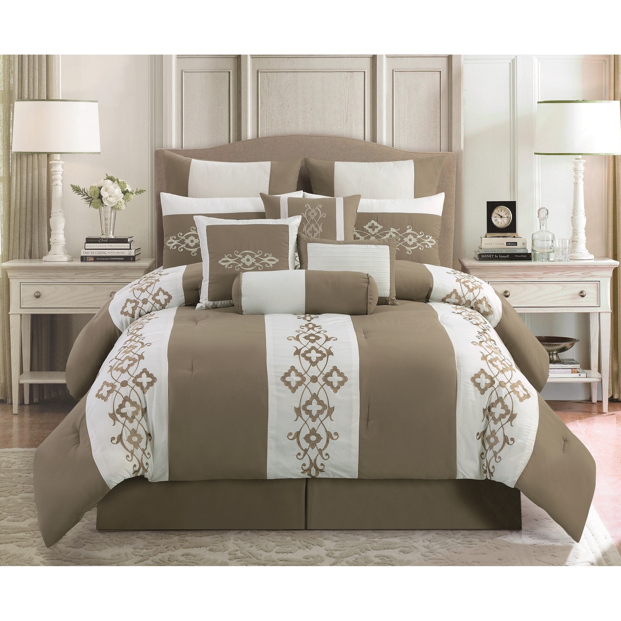 Viola 10 piece Embroidered Comforter Set