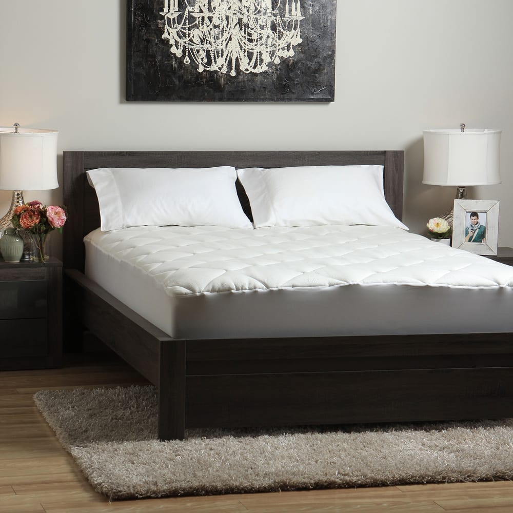 Spa Luxe Super Plush Viscose from Bamboo Mattress Pad with Quiet Bottom - White