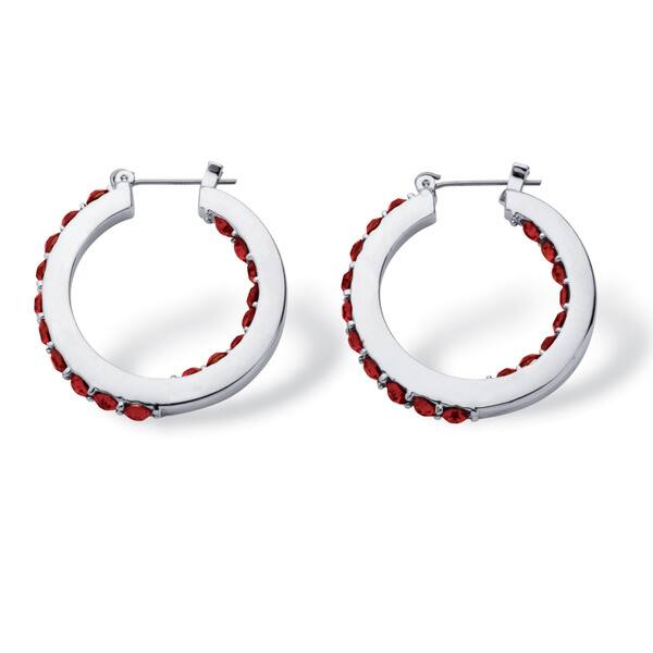 Round Shape Simulated Black Spinel Hoop Earrings In 14k Rose Gold Over Sterling Silver Round Shape Simulated Black Spinel Hoop Earrings In 14k Rose Gold Over Sterling Silver