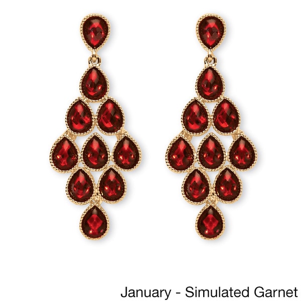 Yellow Gold Birthstone Chandelier Earrings