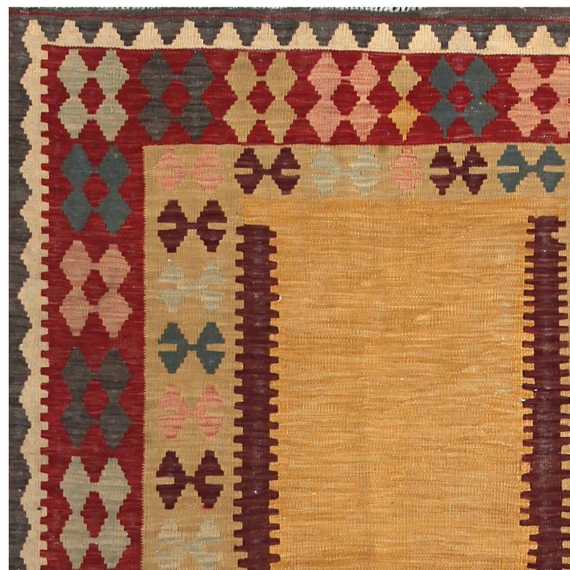 Handmade One-of-a-Kind Wool Kilim (Afghanistan) - 4'4 x 6'1
