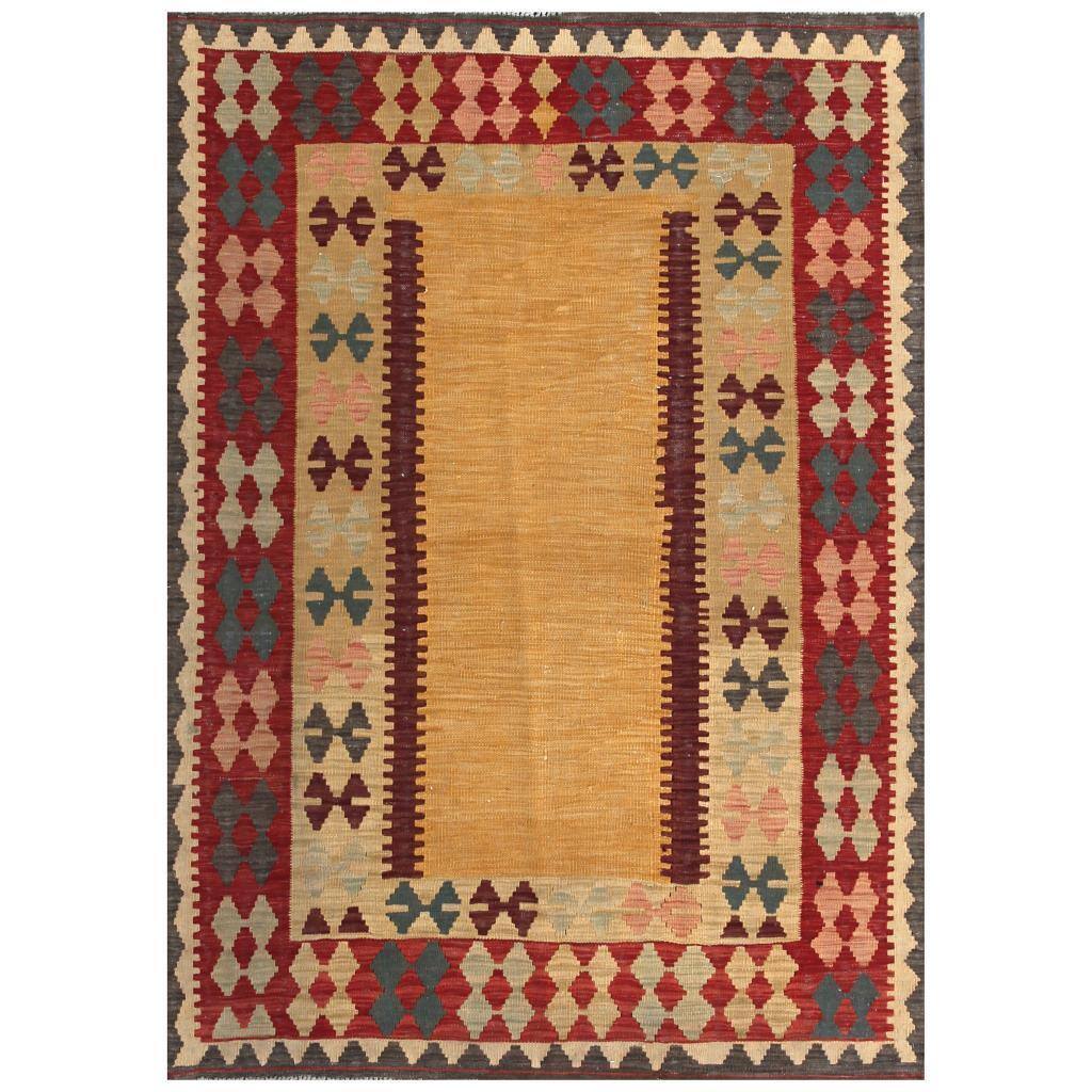 Handmade One-of-a-Kind Wool Kilim (Afghanistan) - 4'4 x 6'1