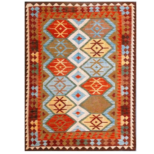Handmade Wool Kilim (Afghanistan) - 4'10 x 6'6