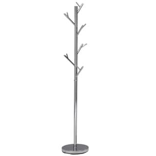 Cortesi Home Helix Coat Rack in Chrome with Cherry Wood Accents and Dark Marble Base