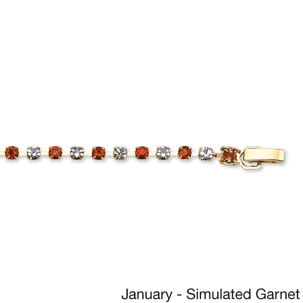 Round Birthstone Tennis Bracelet in Yellow Gold Tone Color Fun
