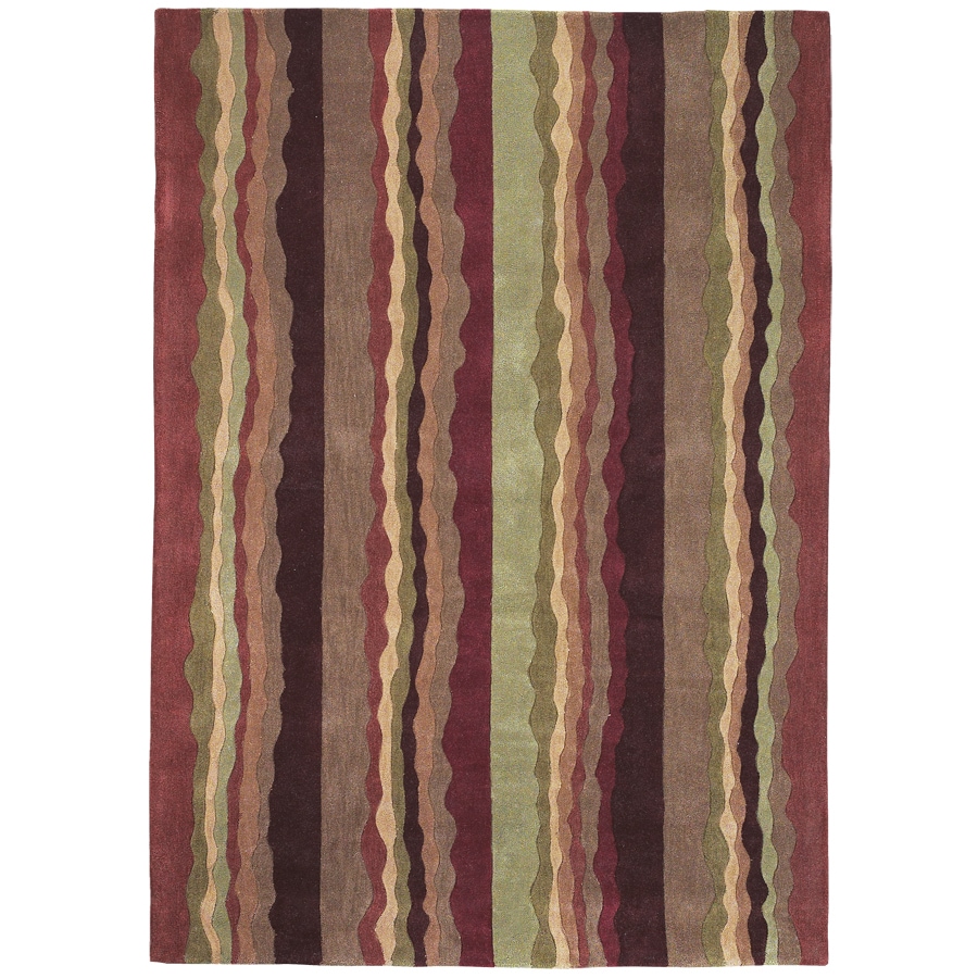 Sands Trio Jagged Stripe Berry Area Rug (6 X 9)