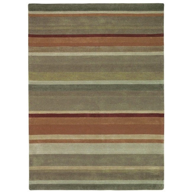 Sands Trio Stripes Green Area Rug (5 X 76)