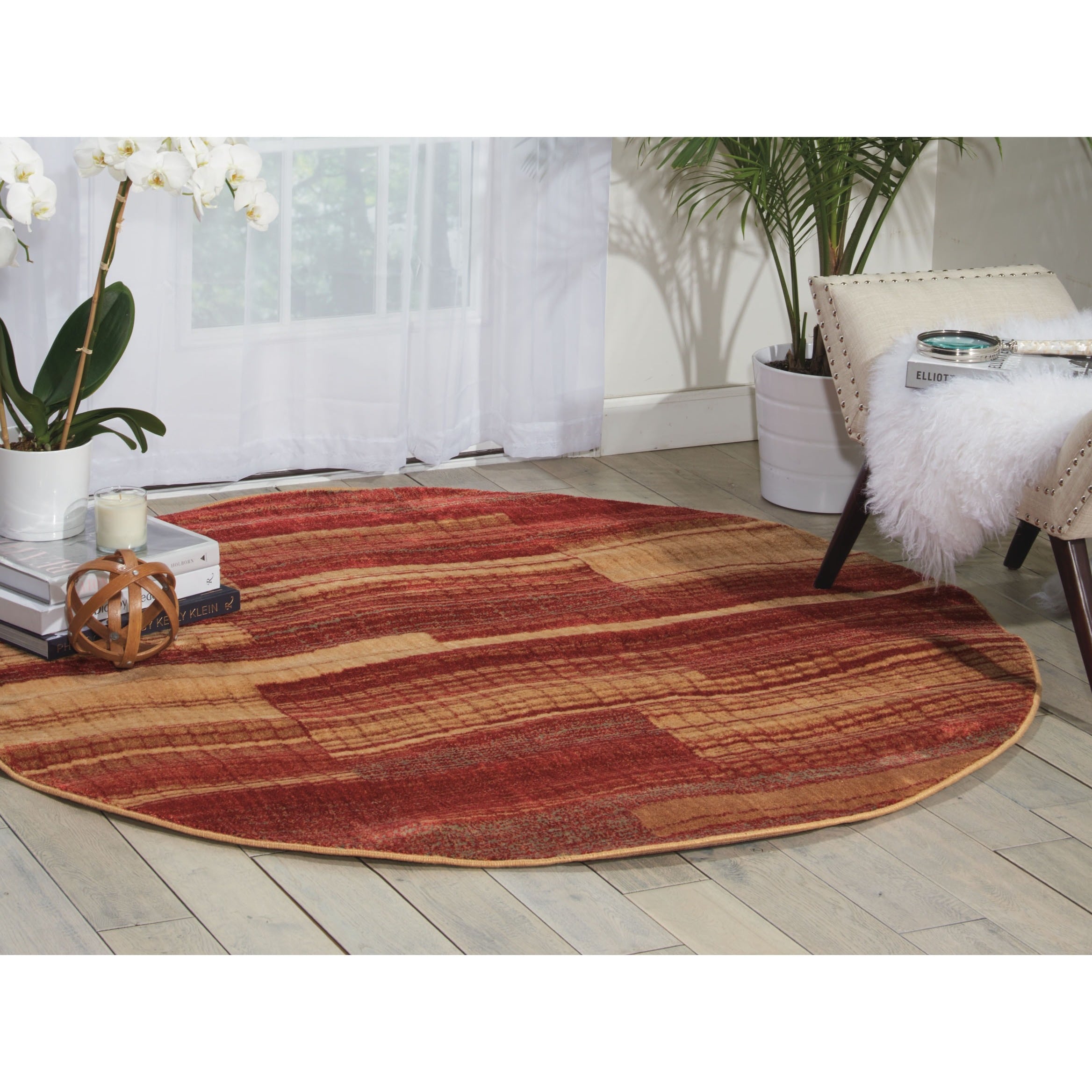 Nourison Somerset Flame Red Rug (56 X 56) Round