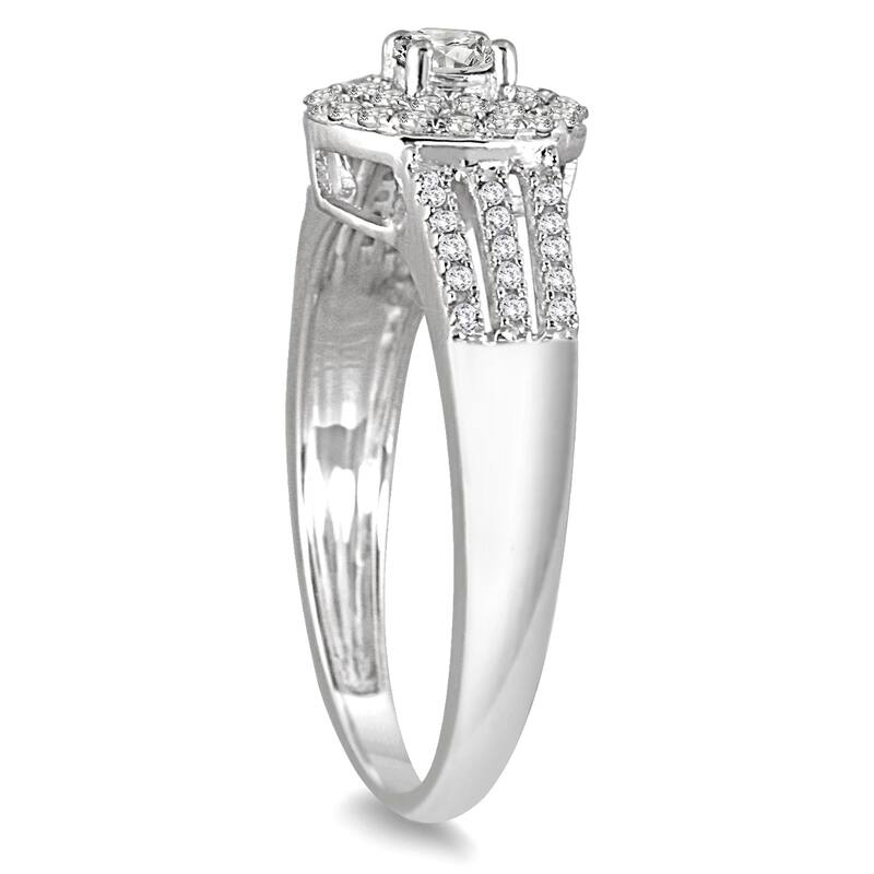 Marquee Jewels 10k White Gold 1/2ct TDW Diamond Double Halo Split Shank Bridal Set