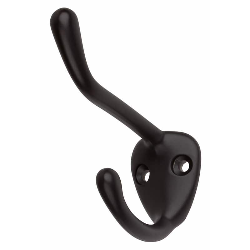 GlideRite Matte Black Double Robe and Coat Hooks (Pack of 10)