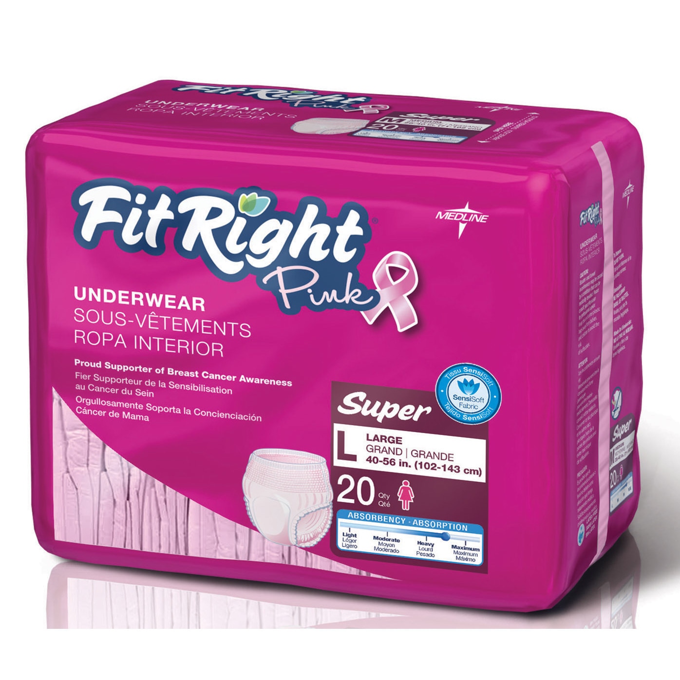 Medline Fitright Womens Pink Protective Underwear