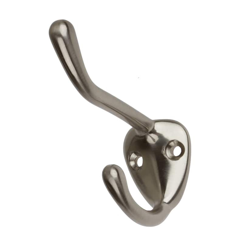 GlideRite Satin Nickel Double Robe and Coat Hooks (Pack of 10)