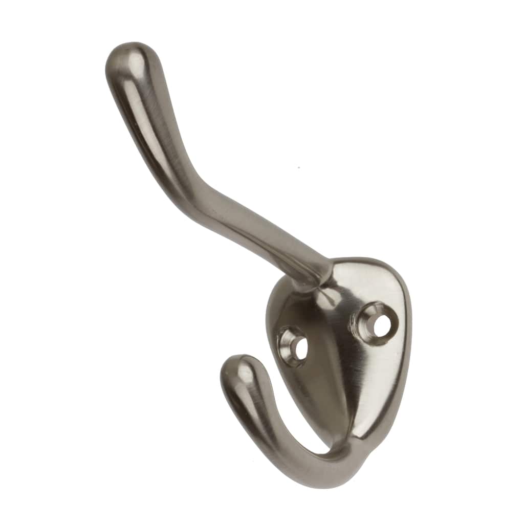 GlideRite Satin Nickel Double Robe and Coat Hooks (Pack of 10)