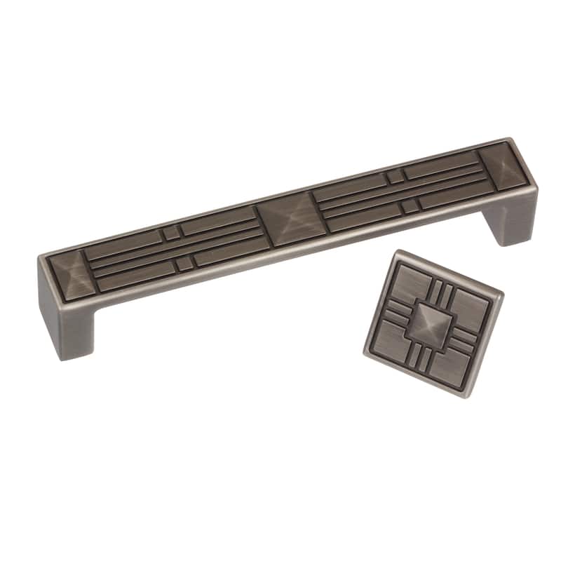 GlideRite 1.25-inch Craftsman Series Satin Pewter Square Cabinet Knobs (Pack of 10)