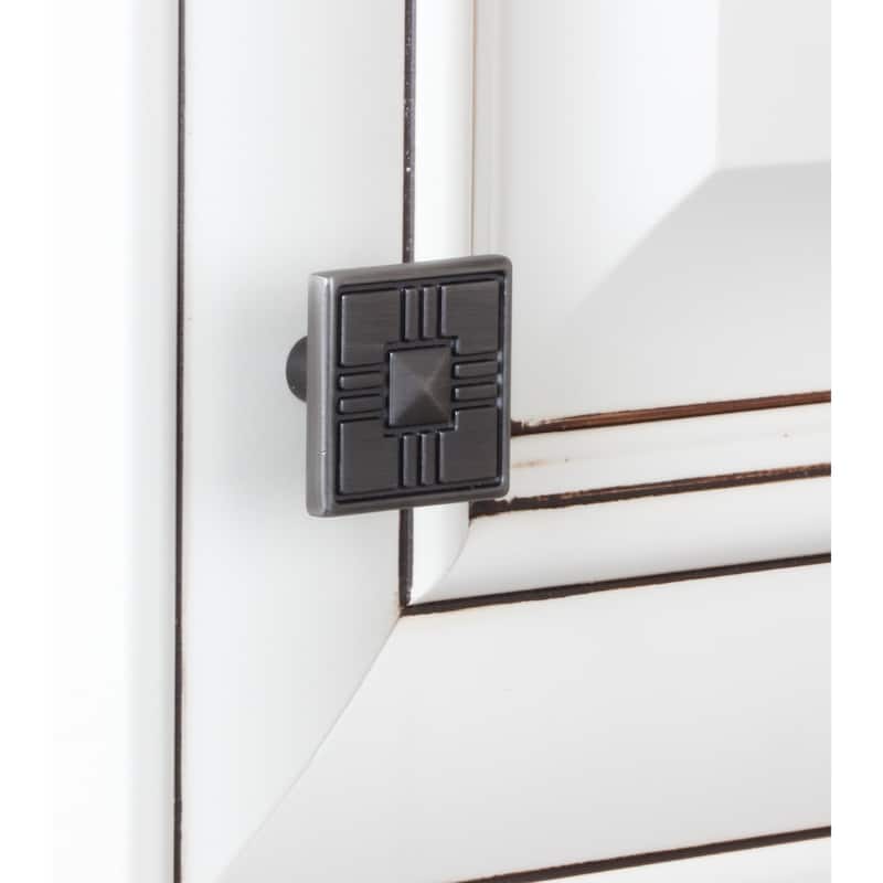 GlideRite 1.25-inch Craftsman Series Satin Pewter Square Cabinet Knobs (Pack of 10)