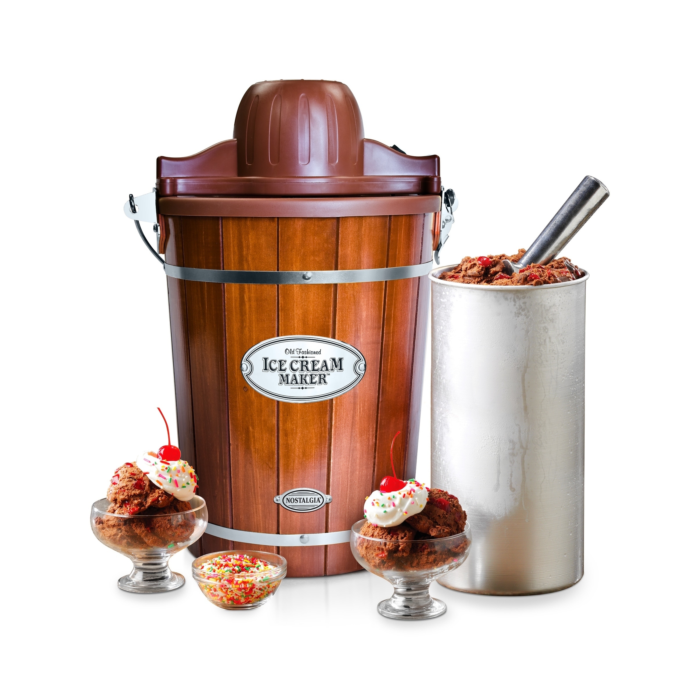 Nostalgia ICMP600WD 6Quart Wood Bucket Ice Cream Maker for sale online