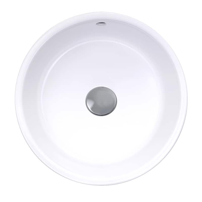 Highpoint Collection 16 inch Round White Vessel Sink with Drain