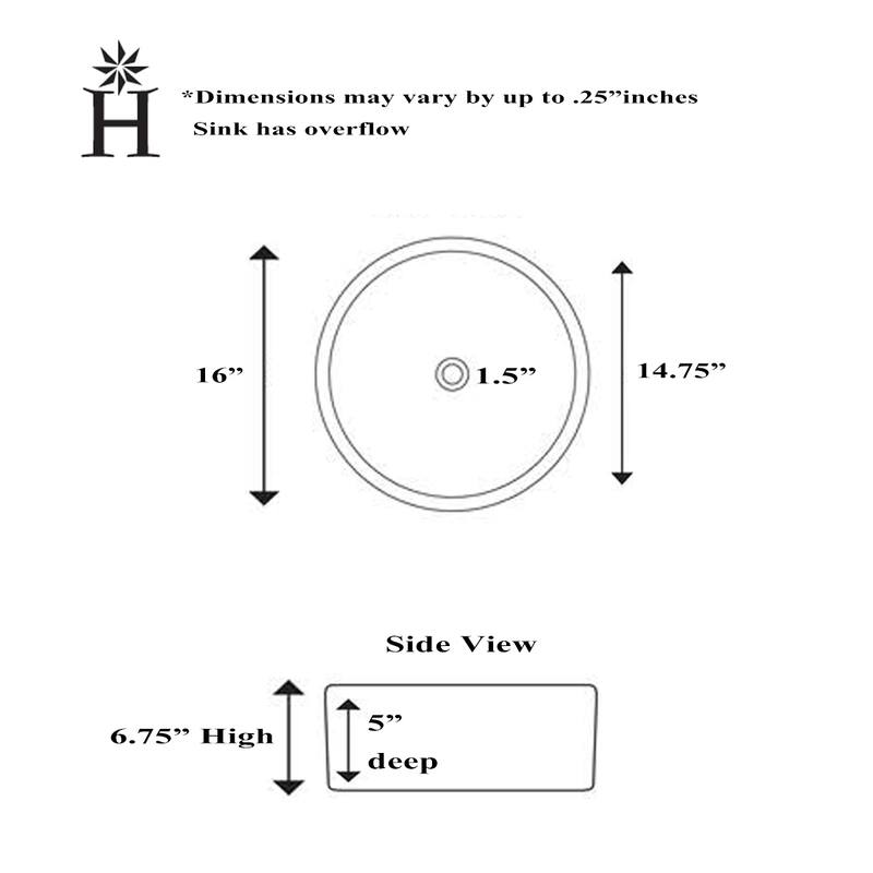 Highpoint Collection 16 inch Round White Vessel Sink with Drain